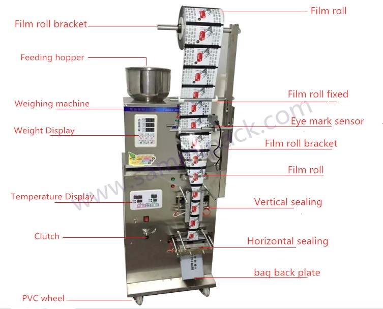 3 side sealing granule packing machine